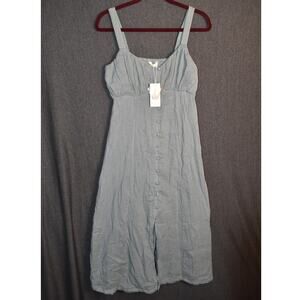 NEW Sim & Sam Women's Medium Milkmaid Blue Cottage Dress Button Up NWT (READ)